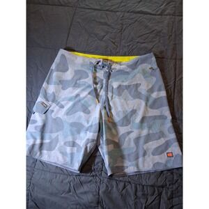 Cova Mens Blue Camo Board Shorts Size 36 Cargo Pocket Swim Trunks Holiday 2016